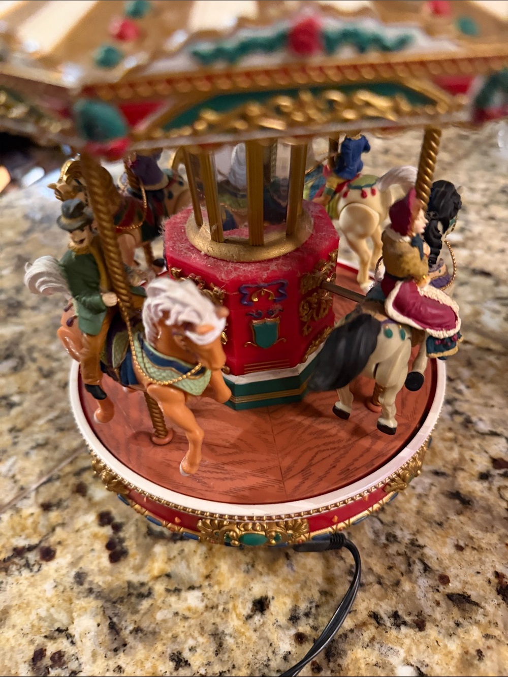 Red and Gold Carousel Music Box electric Decorative Accent plays different songs